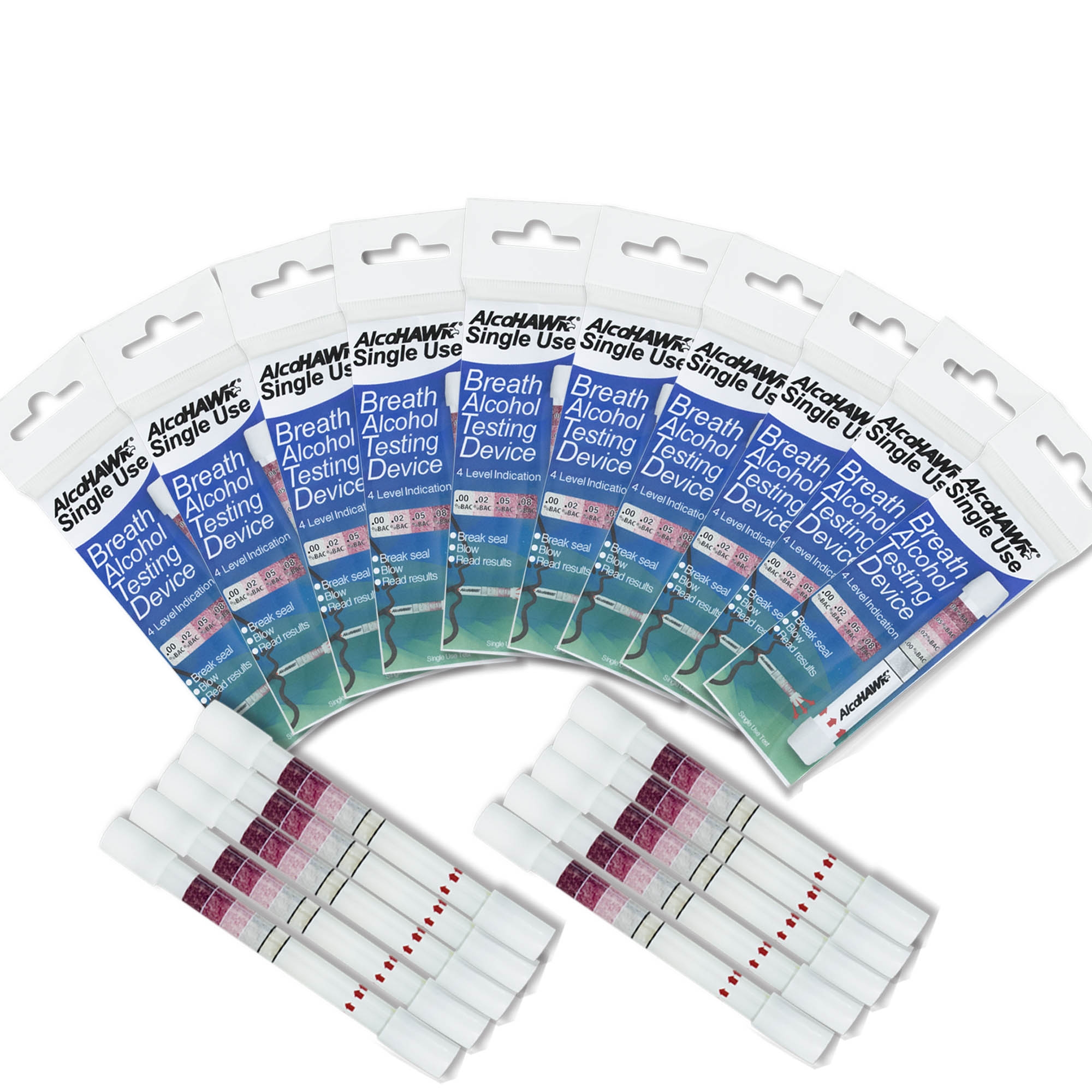 AlcoHAWK Multi-level single use Breathalyzer, 10 Count