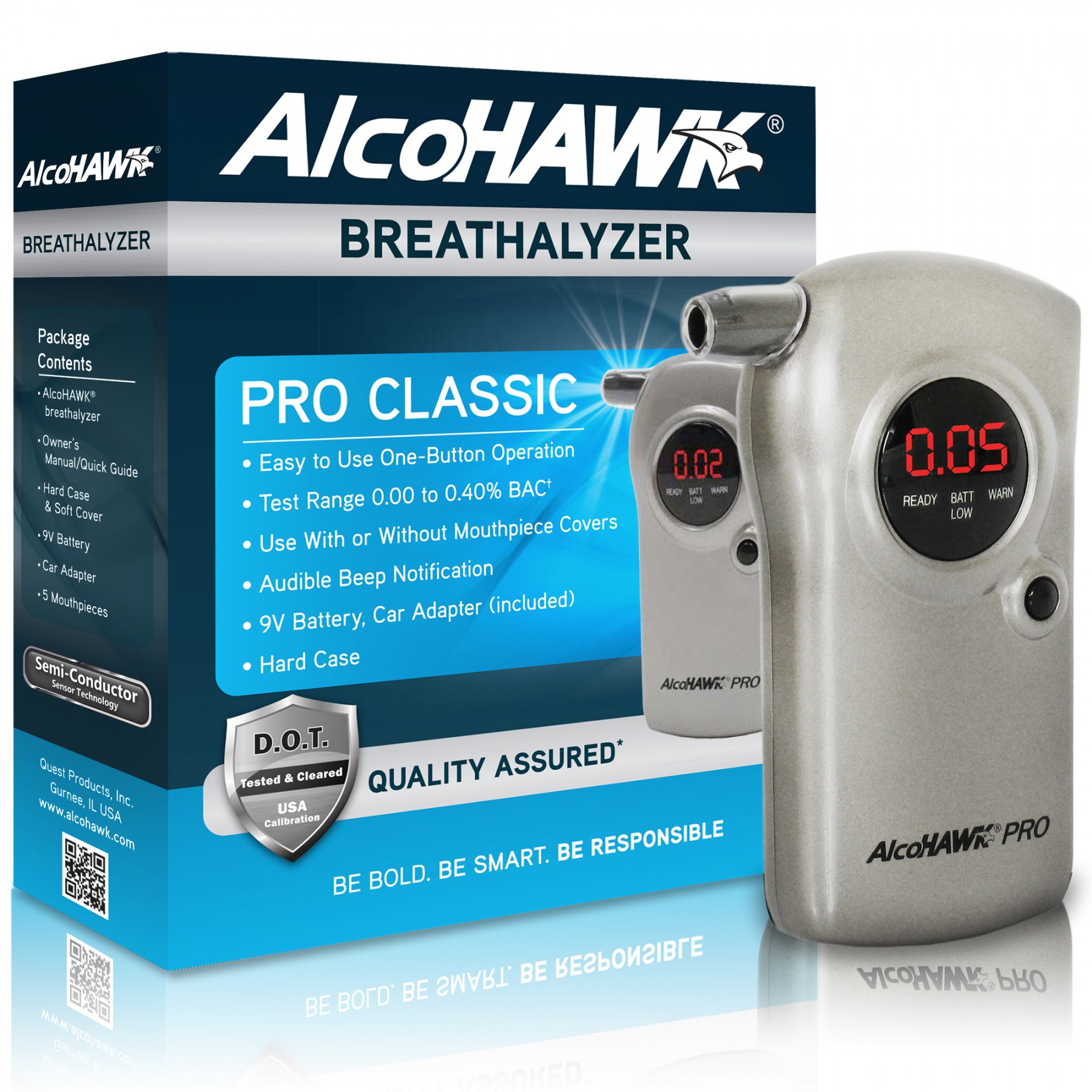 AlcoHAWK PRO Breathalyzer AlcoHAWK Breathalyzers Powered by Quest