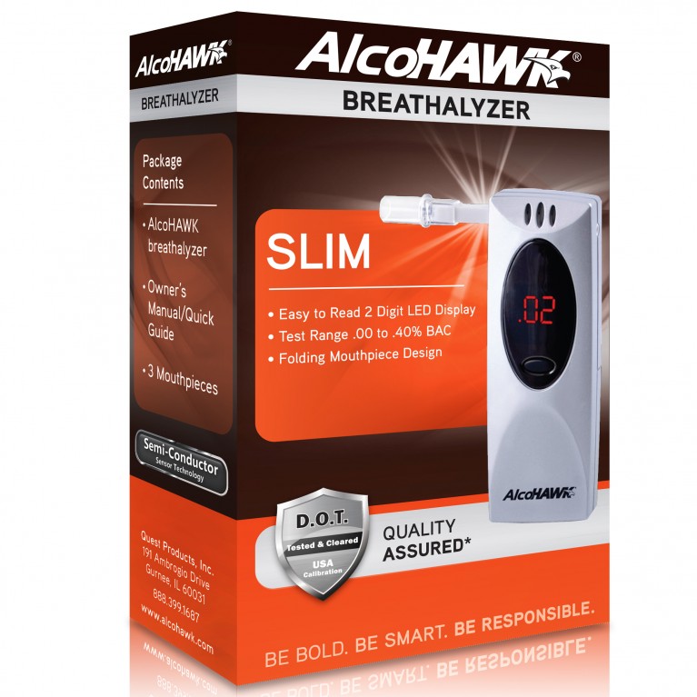 AlcoHAWK Slim Breathalyzer, Digital Breath Alcohol Tester