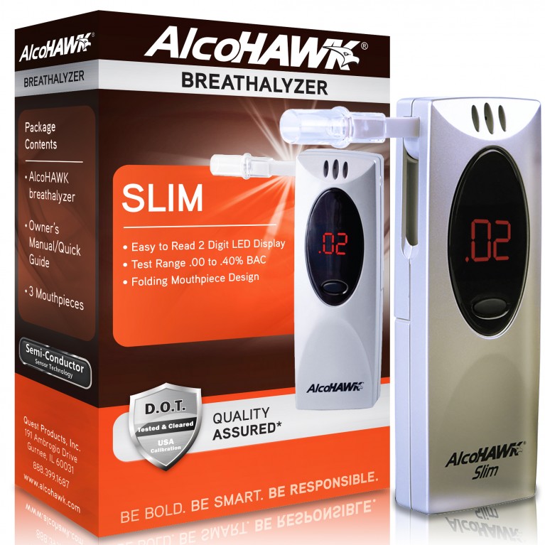 AlcoHAWK Slim Breathalyzer, Digital Breath Alcohol Tester