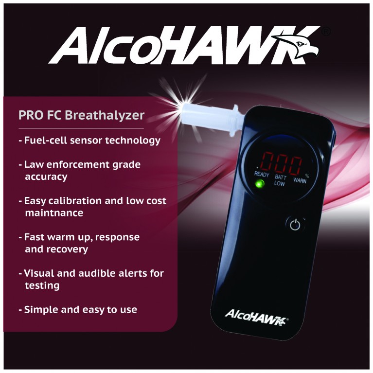 AlcoHAWK PRO FC Fuel-Cell Breathalyzer, Digital Breath Alcohol Tester