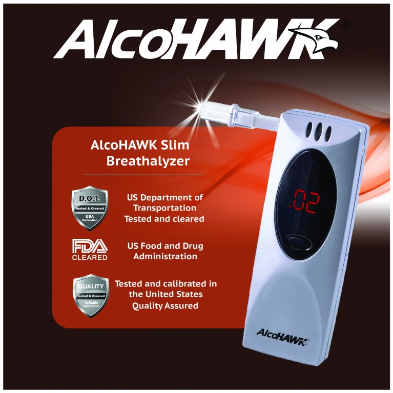 AlcoHAWK Slim Breathalyzer, Digital Breath Alcohol Tester