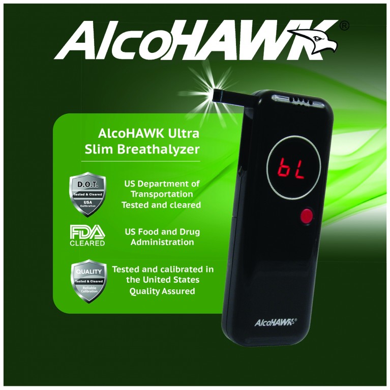 AlcoHAWK Ultra Slim Breathalyzer Digital Breath Alcohol Tester