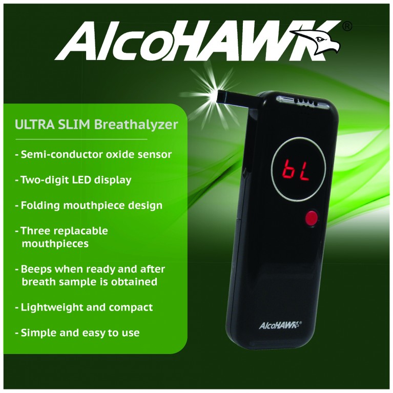 AlcoHAWK Ultra Slim Breathalyzer Digital Breath Alcohol Tester